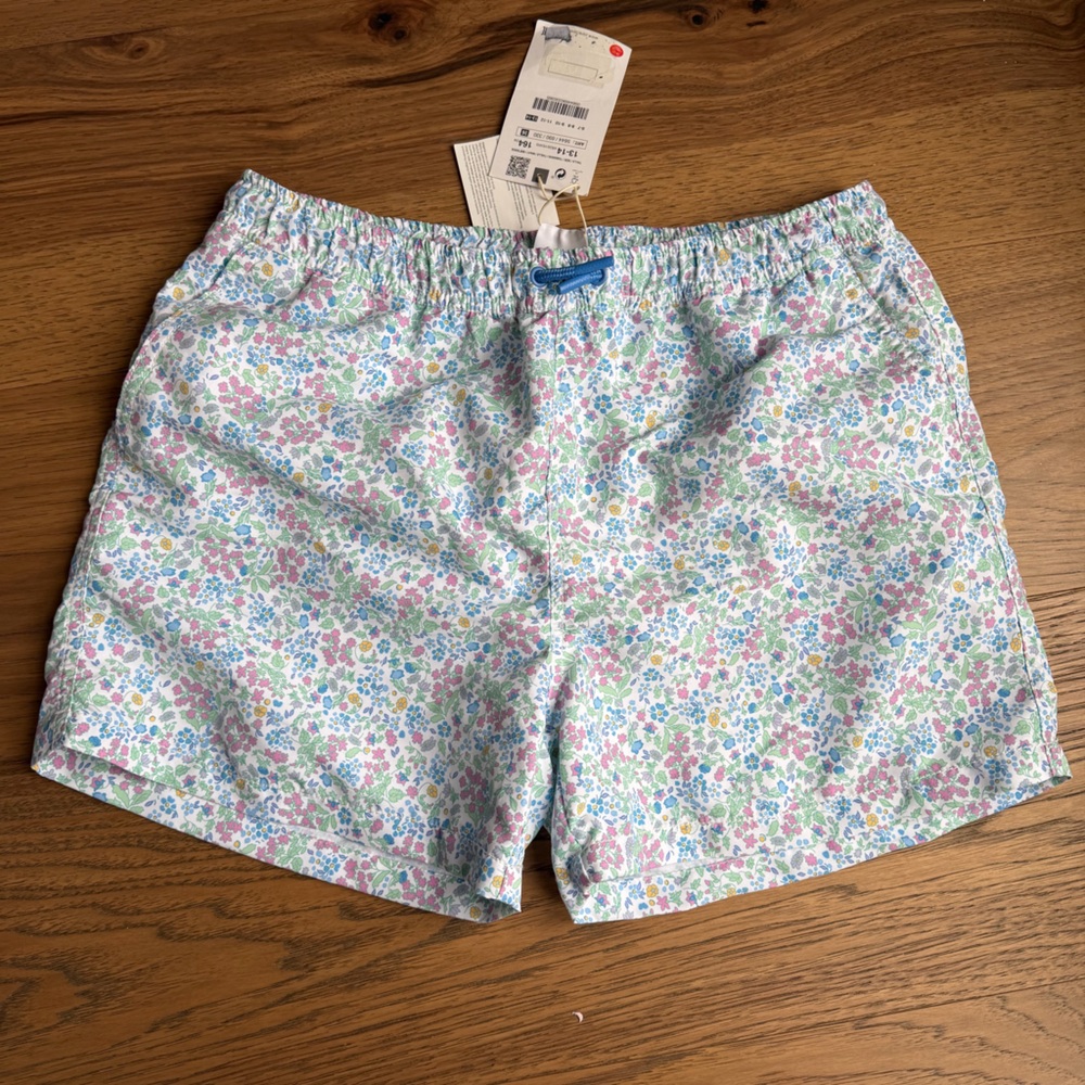 Zara NWT boys youth kids Floral Print summer swim trunks Shorts 13 - 14 XS S